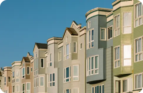 Row of townhomes with updated exterior paint