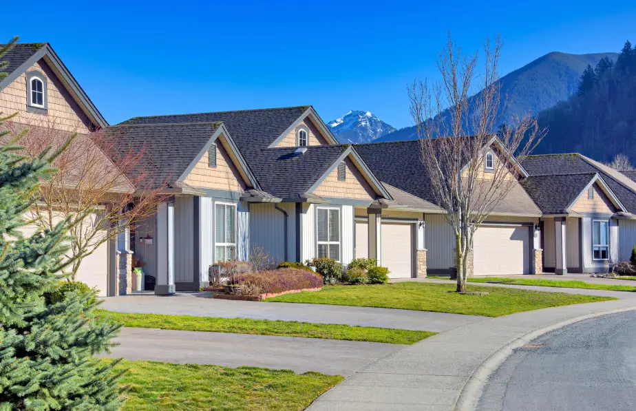Row of condo units with consistent community color standards
